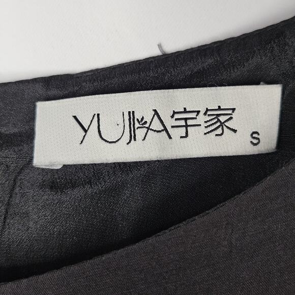 Vtg 90s YUA House Embroidered Mini Dress Black Red Floral Holiday Party Small - Picture 7 of 7